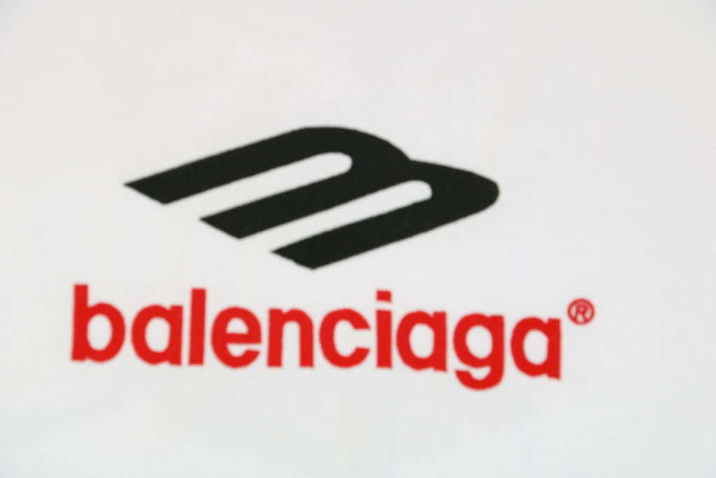 Balenciaga 23SS 3B Logo Embroidered Short Sleeve Tee – White / Black Red