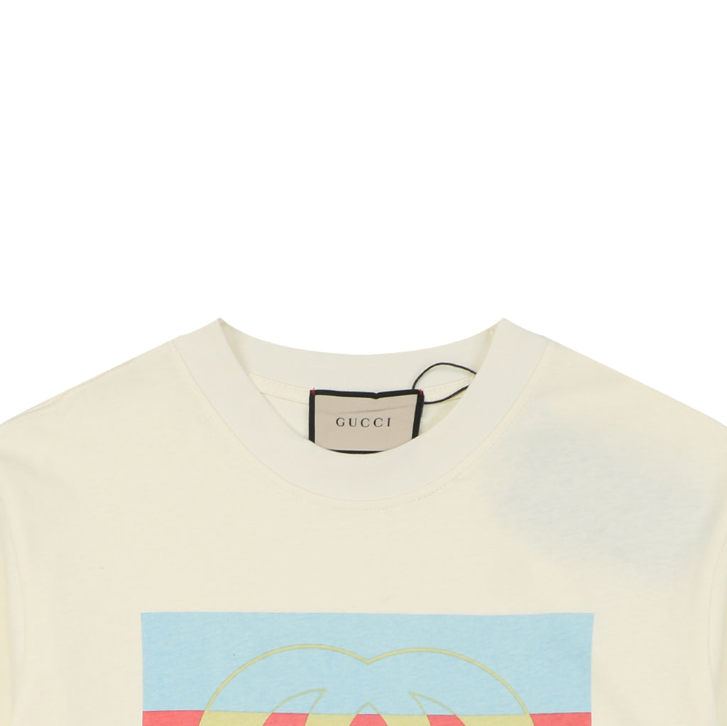 Gucci Muted Colorblock Double G Print Short Sleeve Tee – Ivory