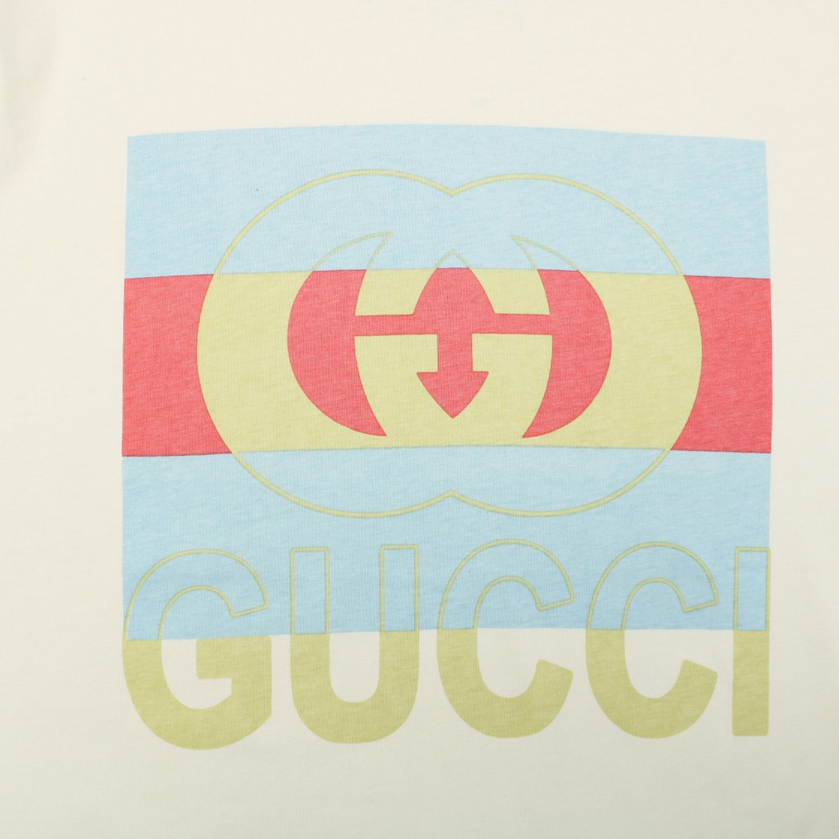 Gucci Muted Colorblock Double G Print Short Sleeve Tee – Ivory