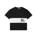 Burberry Equestrian Knight Horizontal Stripe Panel Short Sleeve Tee – Black / White