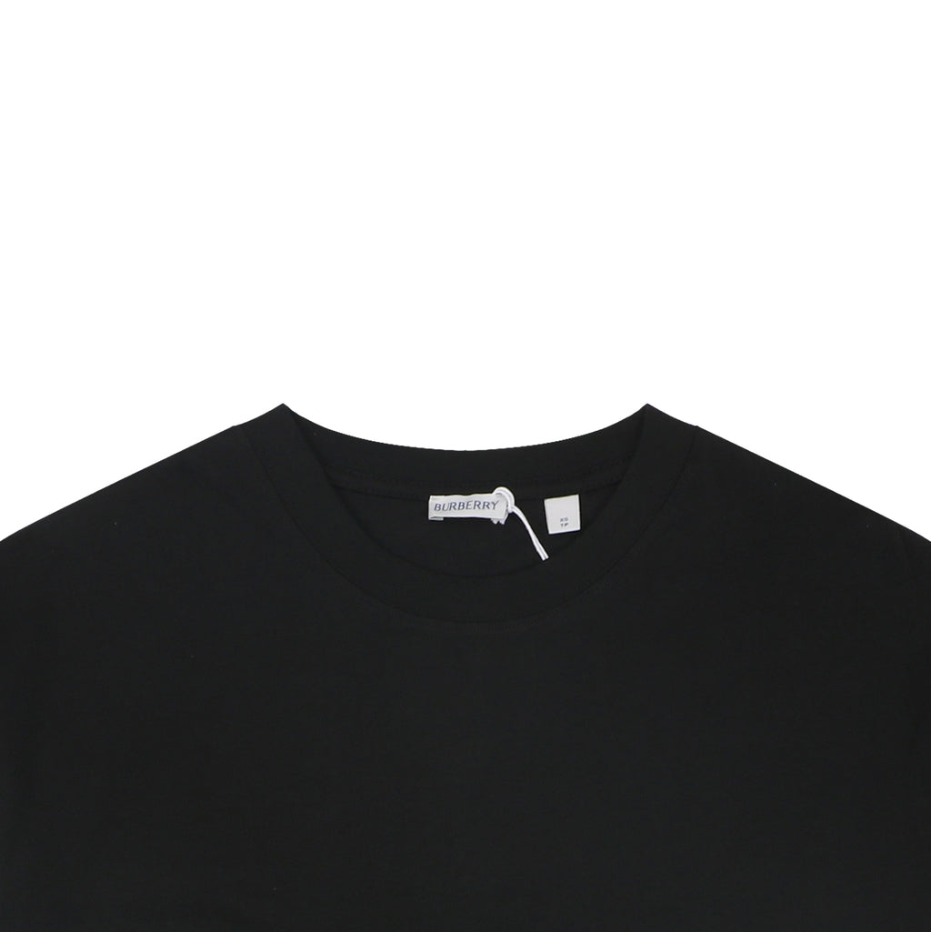 Burberry Equestrian Knight Horizontal Stripe Panel Short Sleeve Tee – Black / White