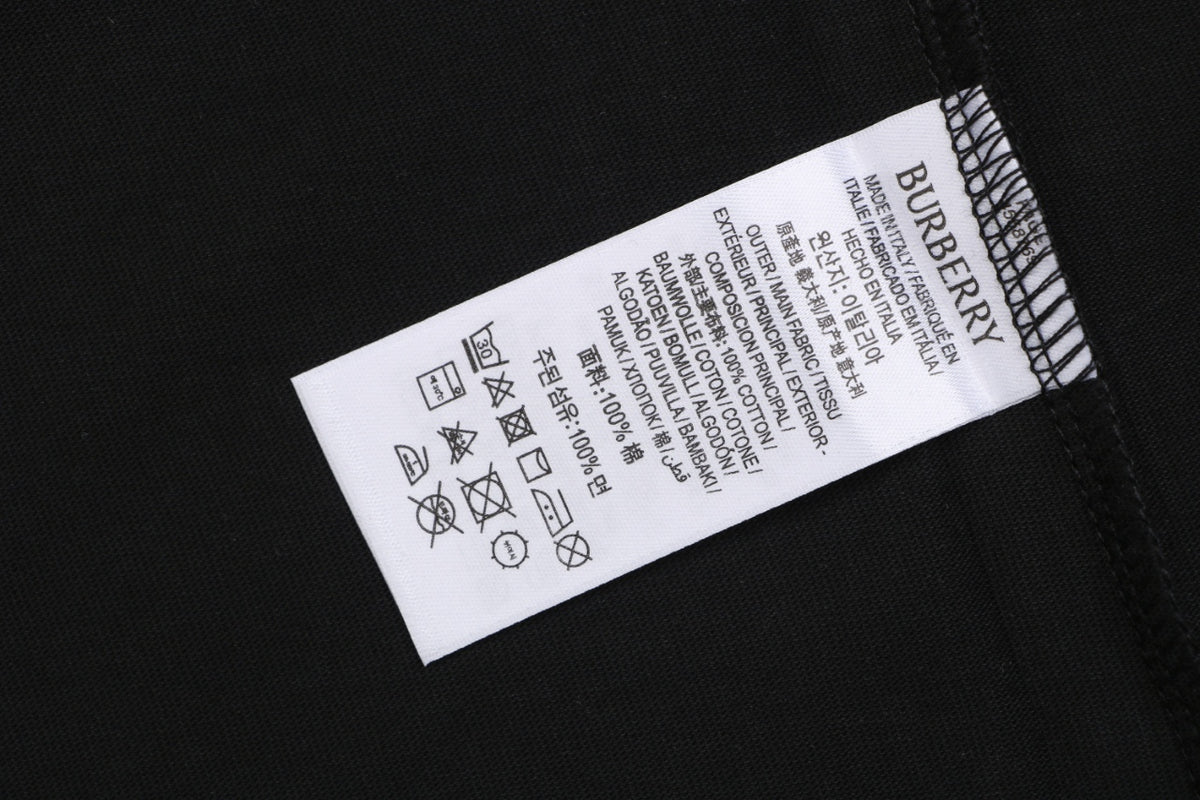 Burberry Equestrian Knight Horizontal Stripe Panel Short Sleeve Tee – Black / White