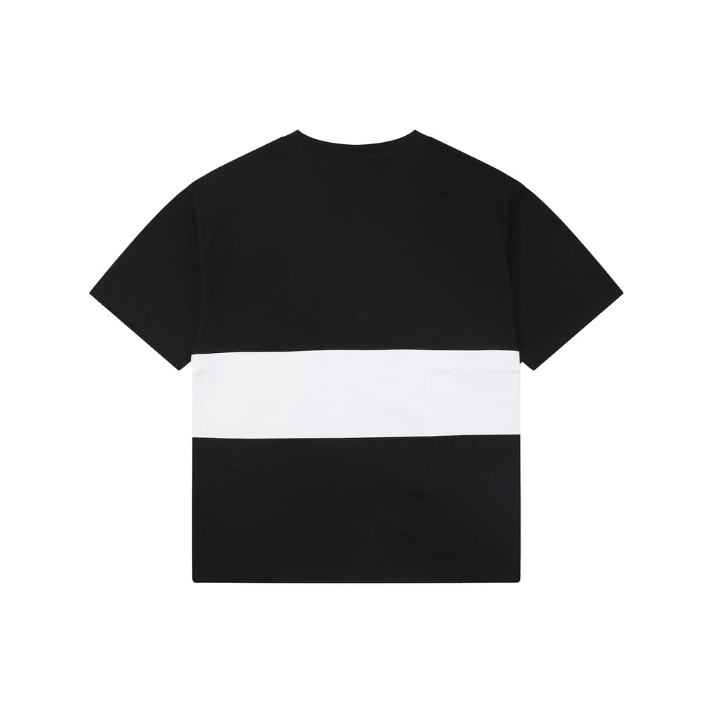 Burberry Equestrian Knight Horizontal Stripe Panel Short Sleeve Tee – Black / White