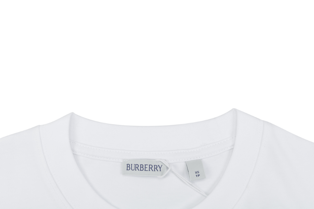 Burberry Equestrian Knight Horizontal Stripe Print Short Sleeve Tee – White / Navy