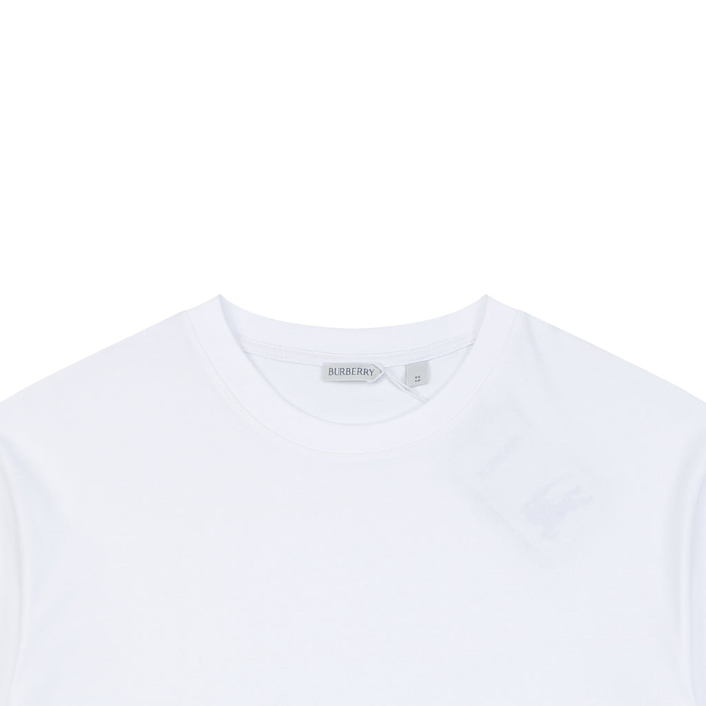 Burberry Equestrian Knight Horizontal Stripe Print Short Sleeve Tee – White / Navy