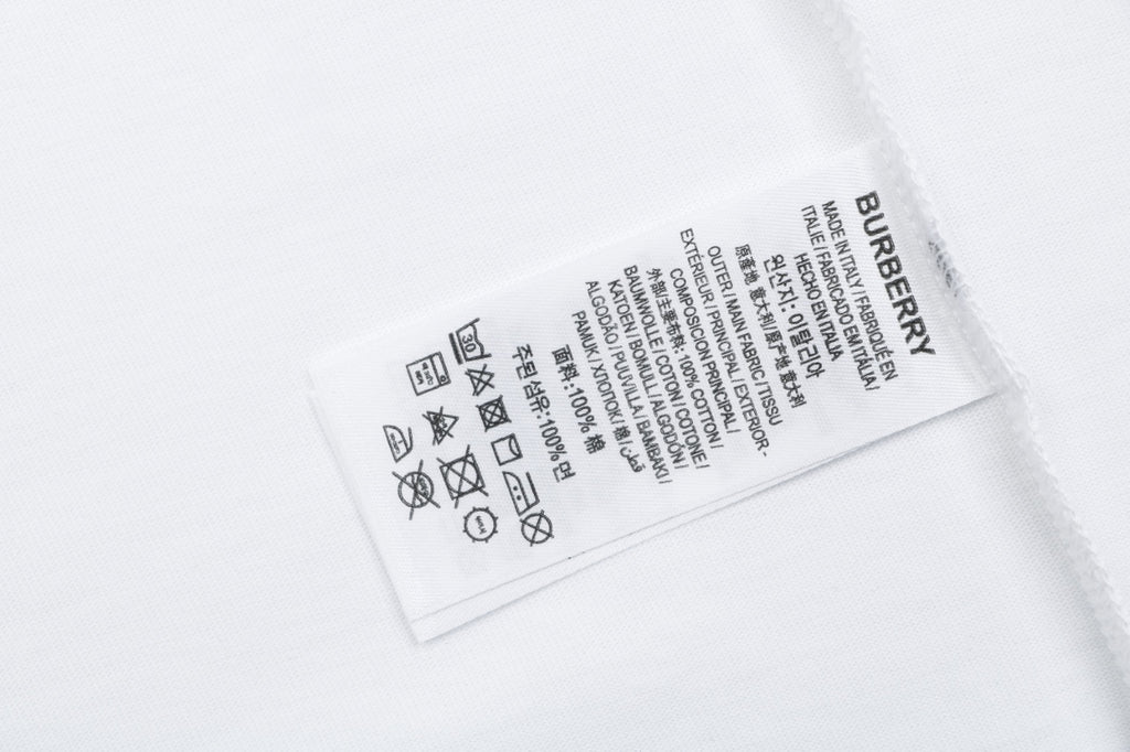 Burberry Equestrian Knight Horizontal Stripe Print Short Sleeve Tee – White / Navy