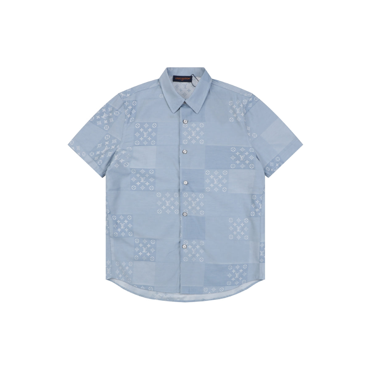 Louis Vuitton Powder Blue Monogram Checkerboard Jacquard Short Sleeve Shirt