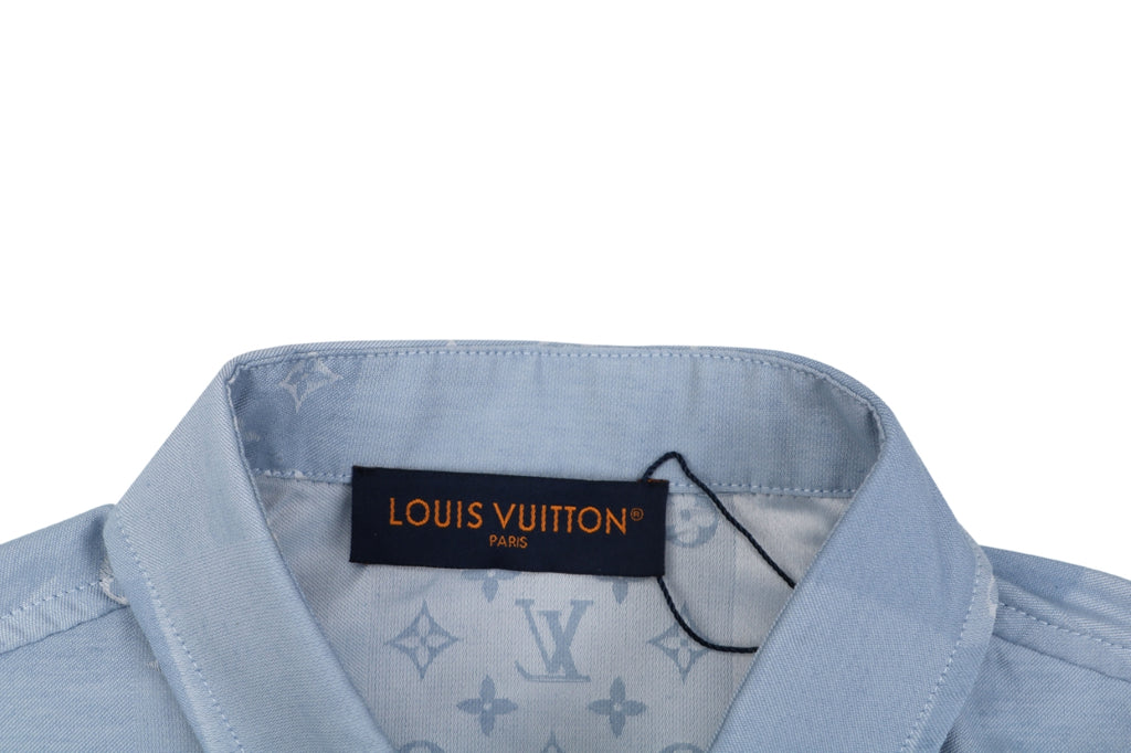 Louis Vuitton Powder Blue Monogram Checkerboard Jacquard Short Sleeve Shirt