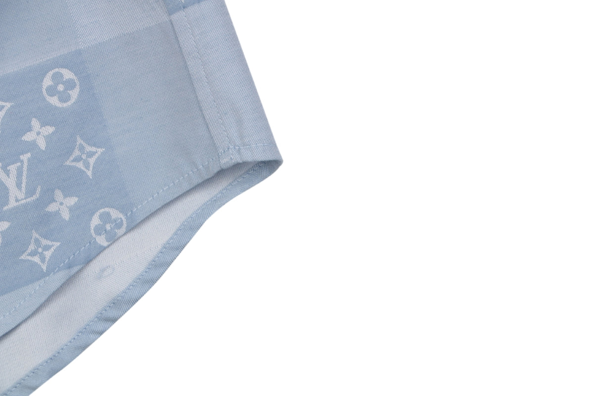 Louis Vuitton Powder Blue Monogram Checkerboard Jacquard Short Sleeve Shirt