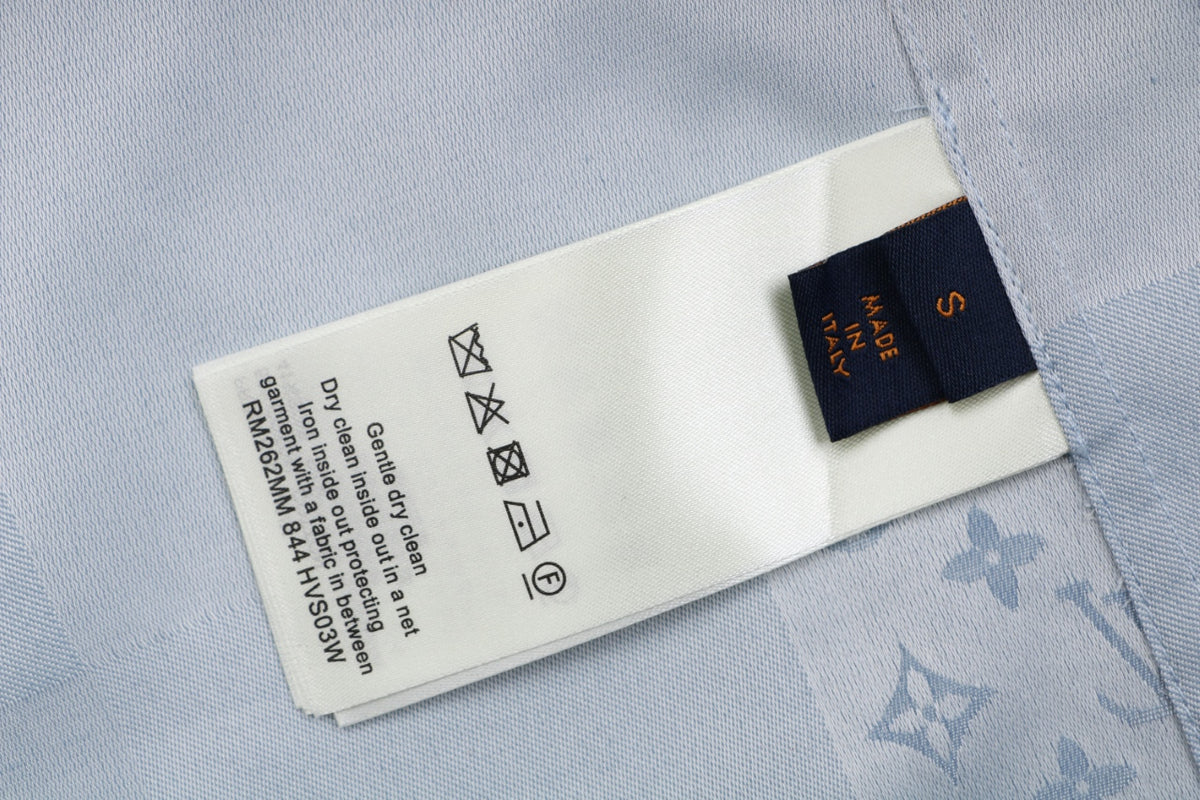 Louis Vuitton Powder Blue Monogram Checkerboard Jacquard Short Sleeve Shirt