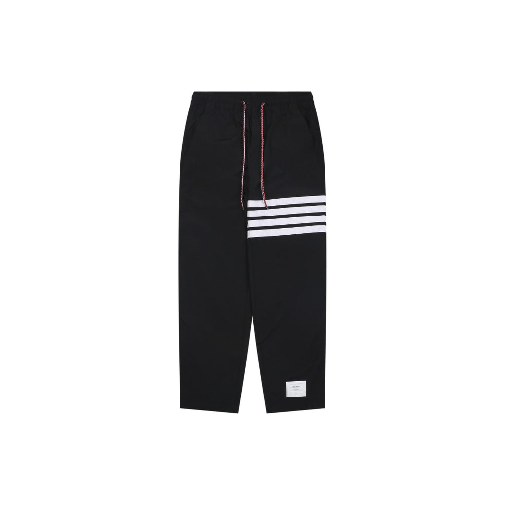 Thom Browne Four-Bar Stripe Drawstring Nylon Track Trousers – Black