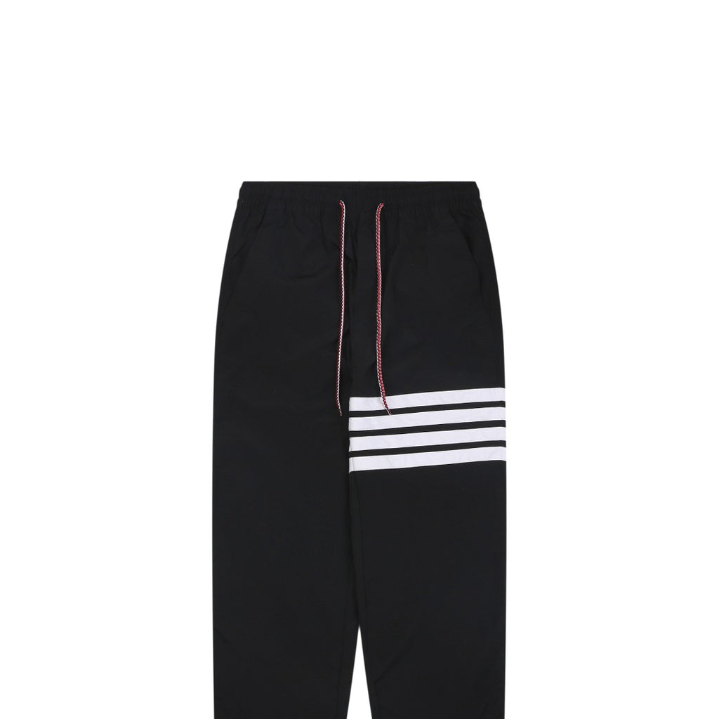Thom Browne Four-Bar Stripe Drawstring Nylon Track Trousers – Black
