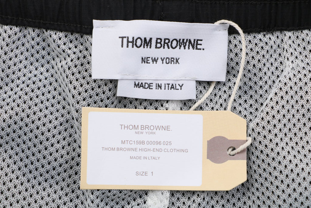 Thom Browne Four-Bar Stripe Drawstring Nylon Track Trousers – Black