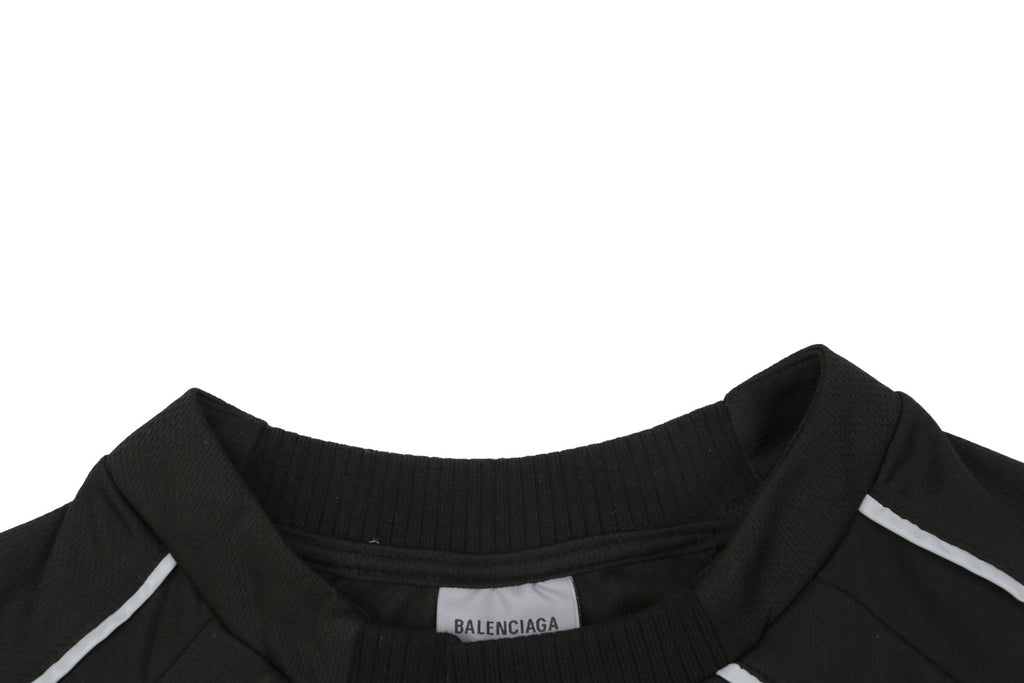 Balenciaga Wheat Ear B Badge Reflective Soccer Jersey Short Sleeve Tee – Black