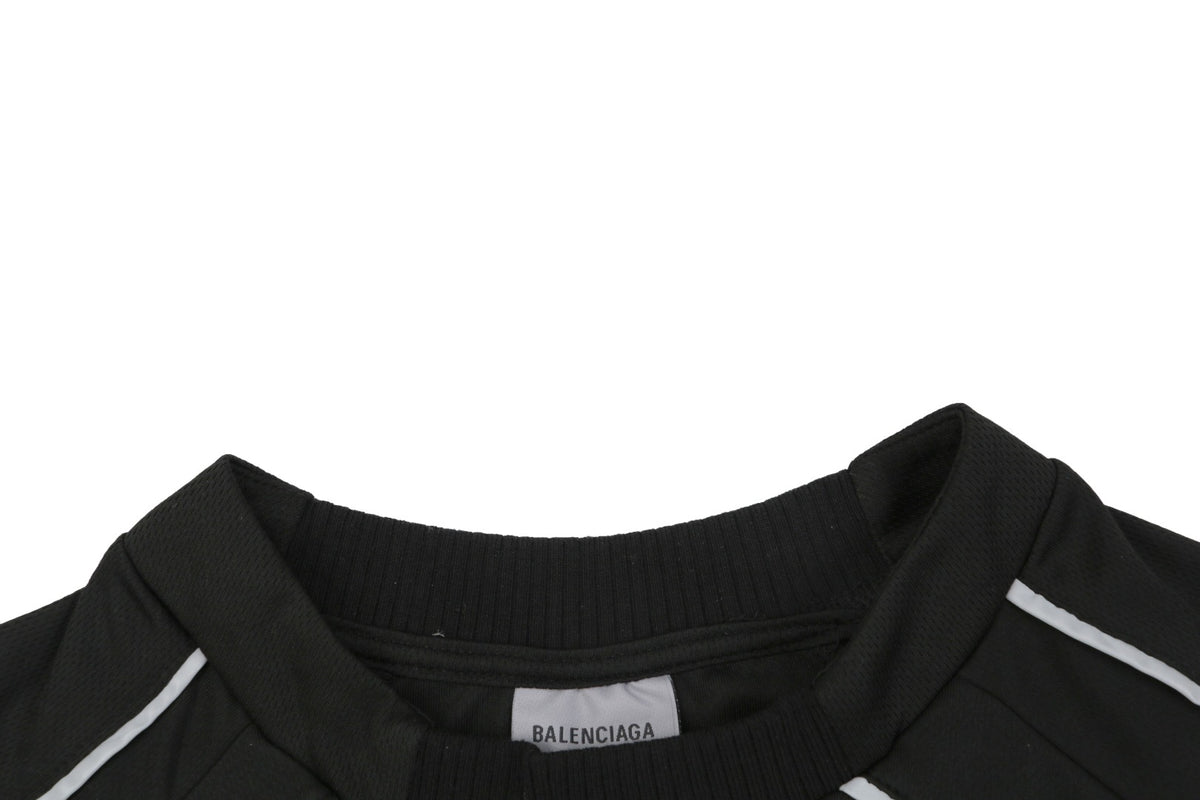 Balenciaga Wheat Ear B Badge Reflective Soccer Jersey Short Sleeve Tee – Black