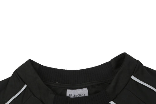 Balenciaga Wheat Ear B Badge Reflective Soccer Jersey Short Sleeve Tee – Black