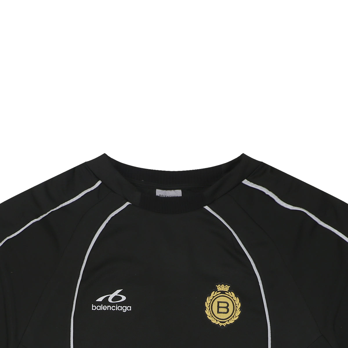 Balenciaga Wheat Ear B Badge Reflective Soccer Jersey Short Sleeve Tee – Black