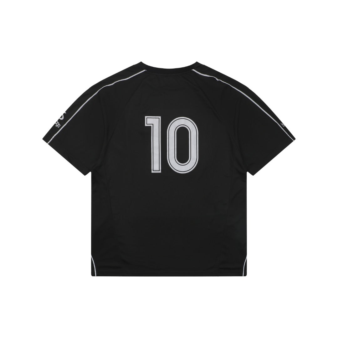 Balenciaga Wheat Ear B Badge Reflective Soccer Jersey Short Sleeve Tee – Black