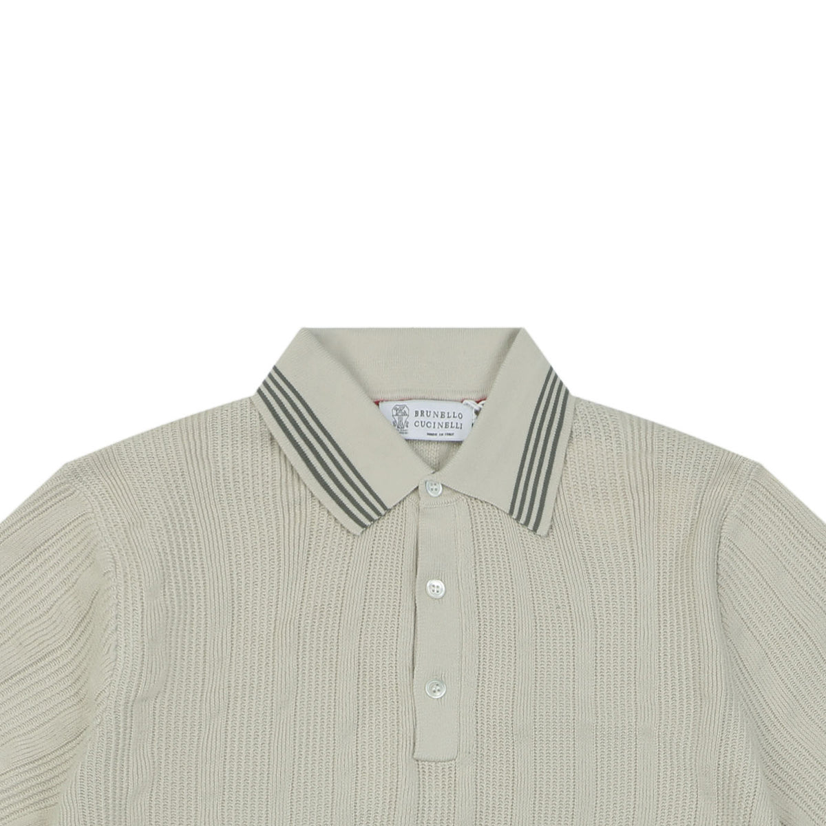 Balenciaga Colorblock Vertical Stripe Tipped Polo Short Sleeve – Stone / Black