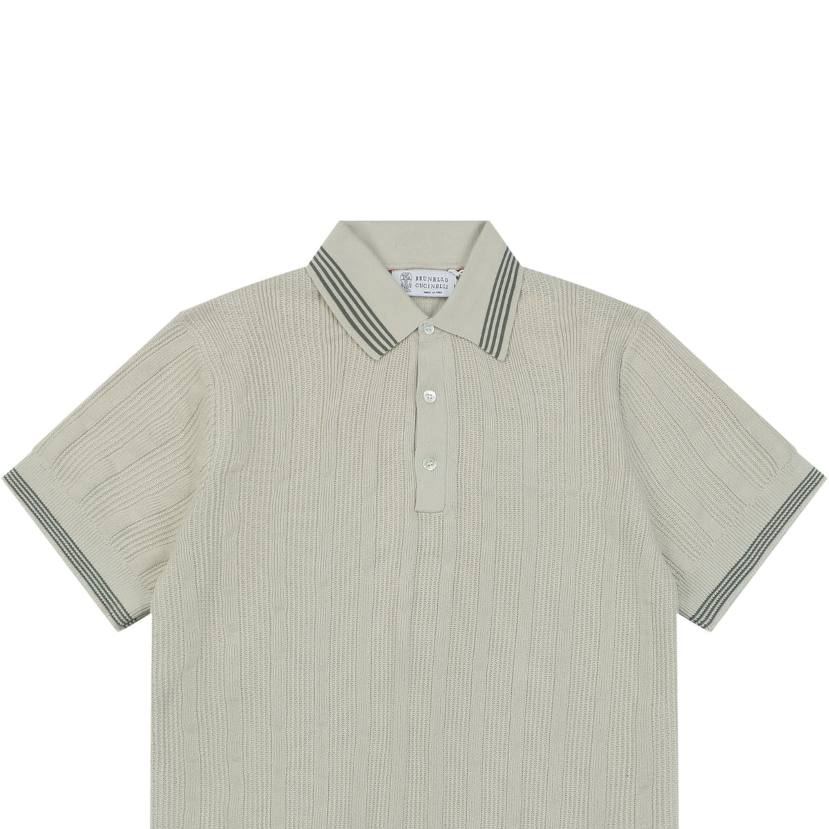 Balenciaga Colorblock Vertical Stripe Tipped Polo Short Sleeve – Stone / Black