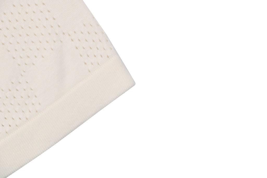 Louis Vuitton Damier Checkerboard Openwork Jacquard Short Sleeve Tee – Cream