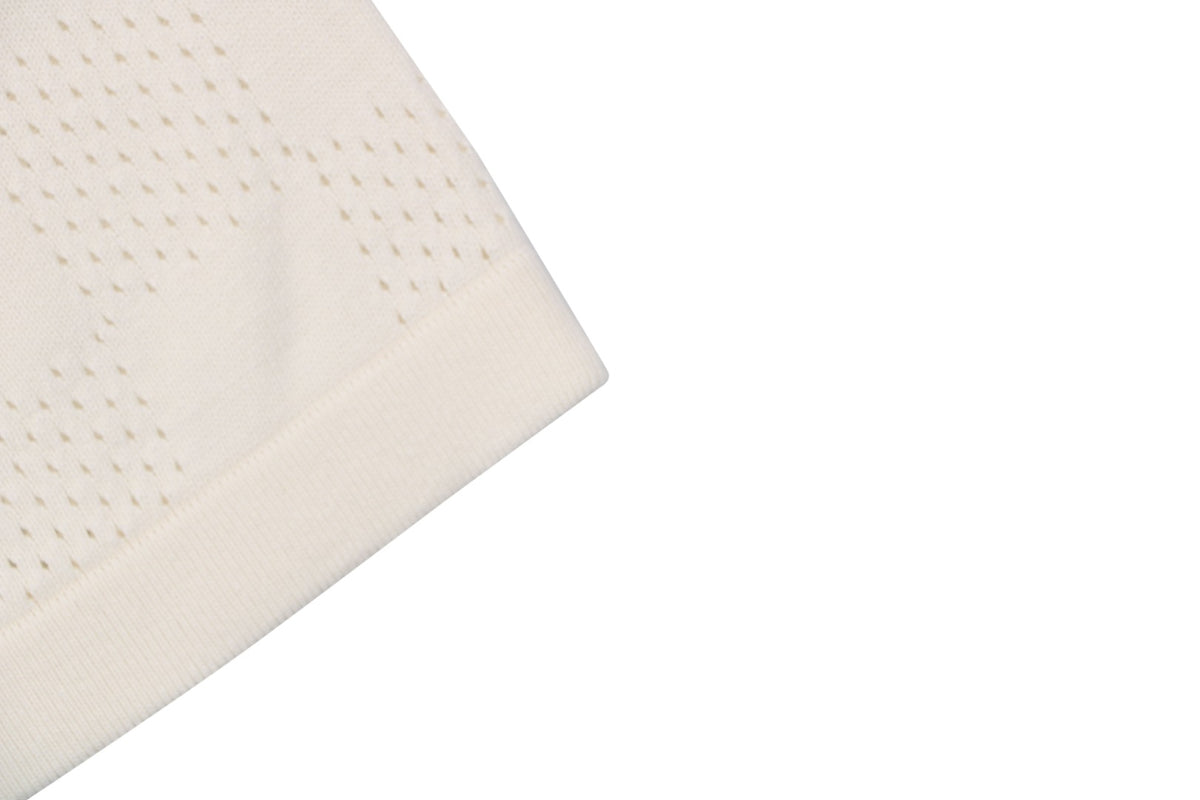 Louis Vuitton Damier Checkerboard Openwork Jacquard Short Sleeve Tee – Cream