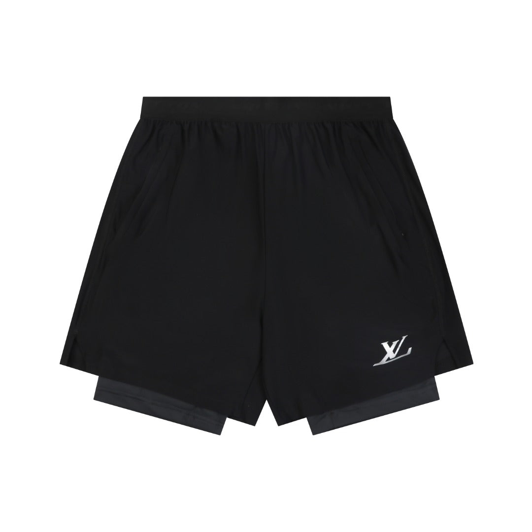 Louis Vuitton Reflective LV Logo Double-Layer Sport Shorts – Black