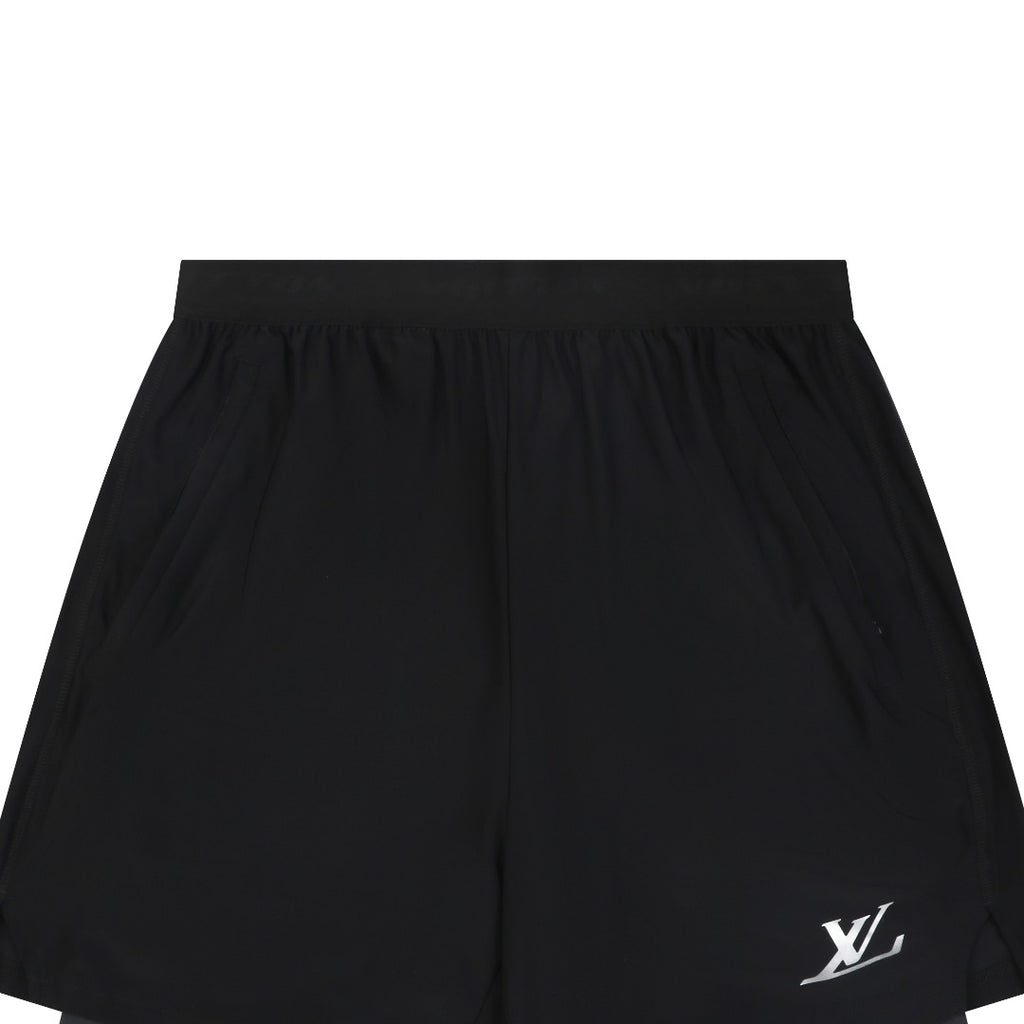 Louis Vuitton Reflective LV Logo Double-Layer Sport Shorts – Black