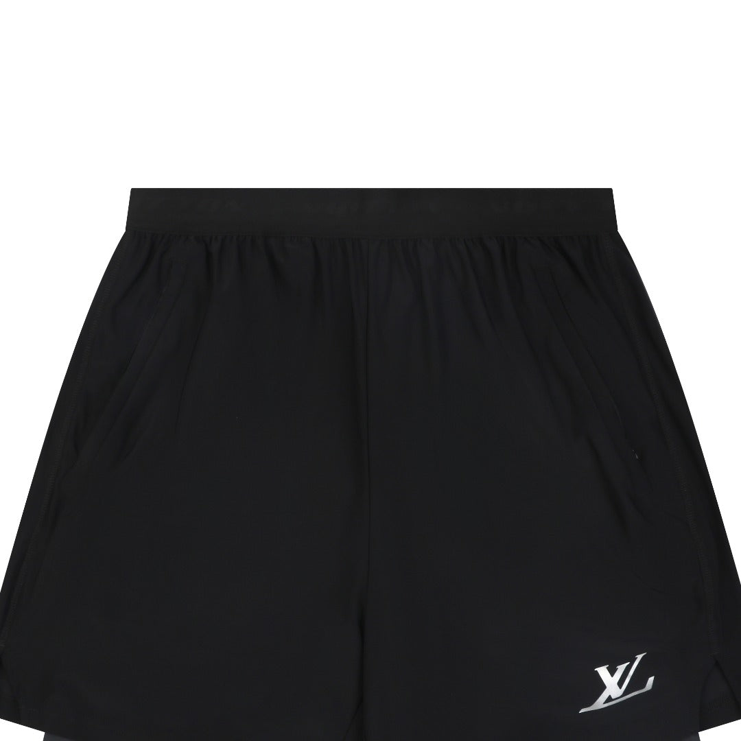 Louis Vuitton Reflective LV Logo Double-Layer Sport Shorts – Black