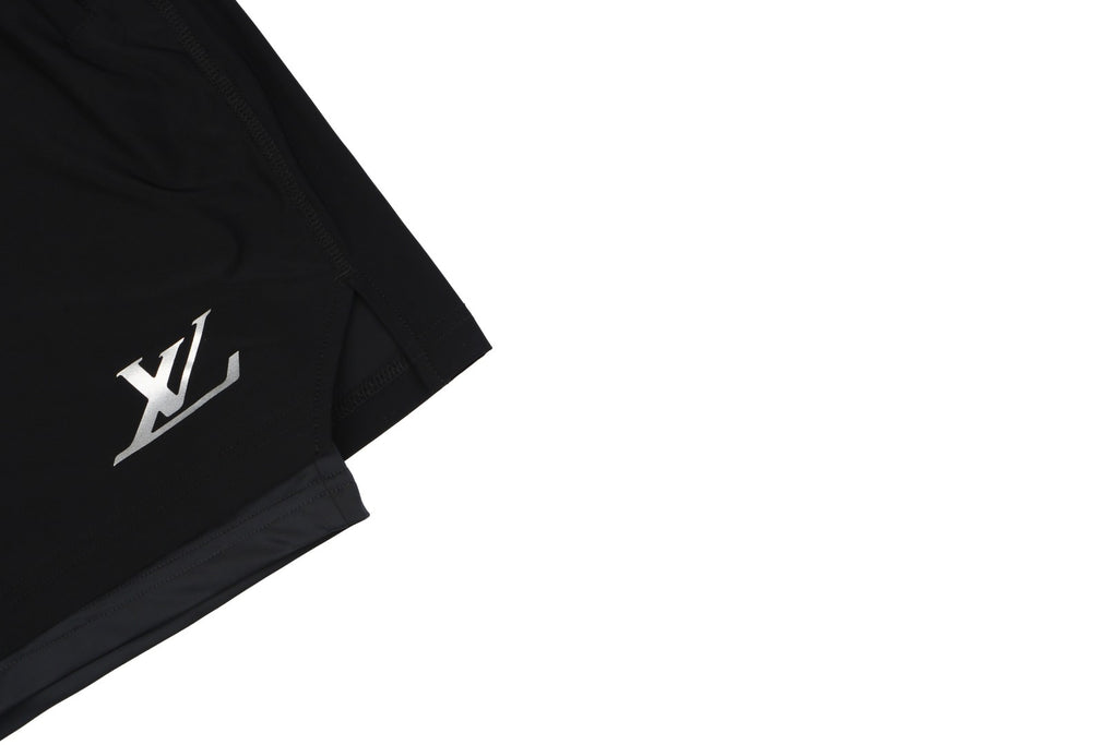 Louis Vuitton Reflective LV Logo Double-Layer Sport Shorts – Black