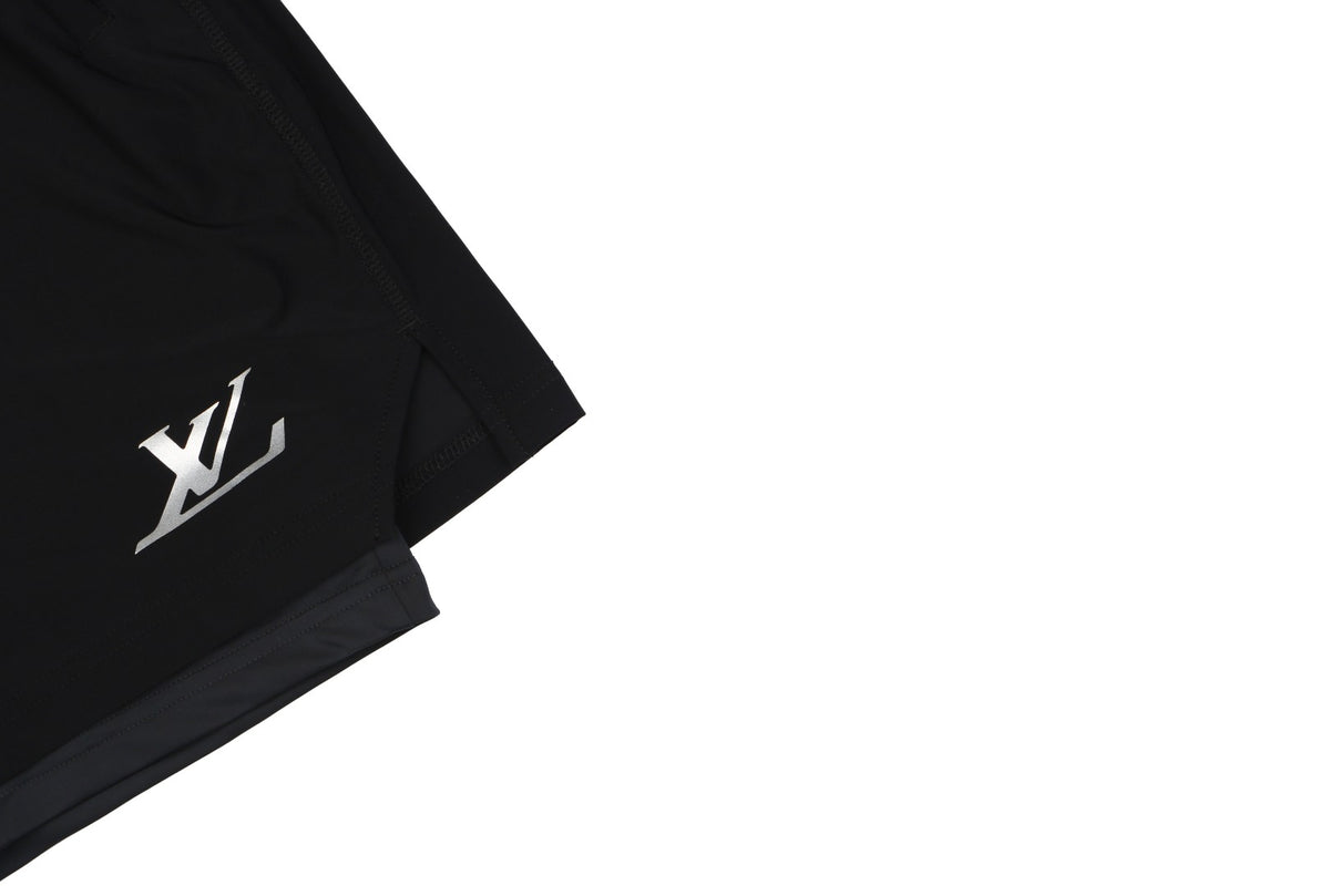 Louis Vuitton Reflective LV Logo Double-Layer Sport Shorts – Black