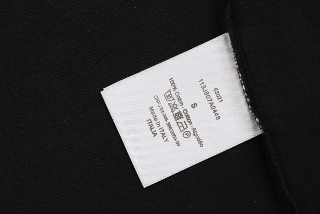 Dior Dio(r) Sun Star Deconstructed Letter Outline Embroidered Short Sleeve Tee – Black