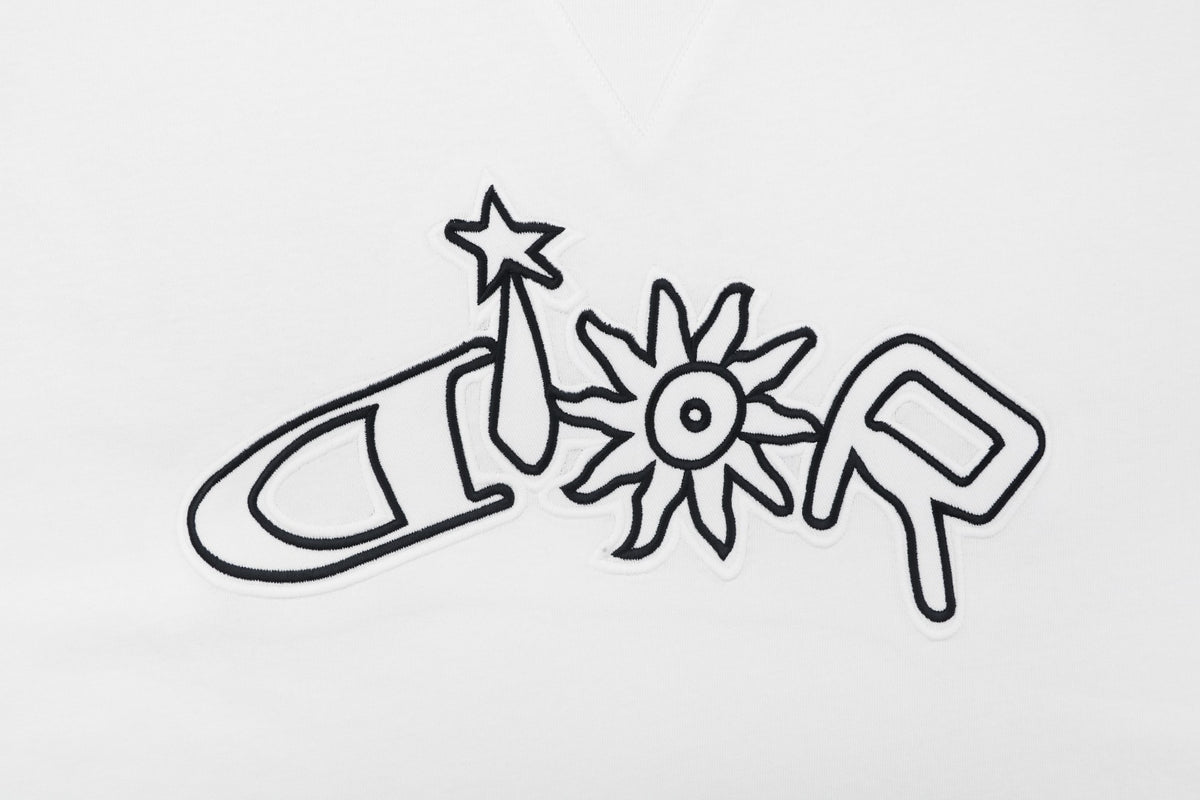Dior Solar Star Letter Outline Embroidered Short Sleeve Tee – White