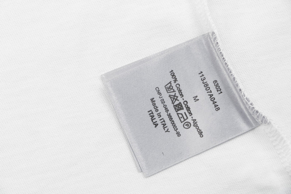 Dior Solar Star Letter Outline Embroidered Short Sleeve Tee – White