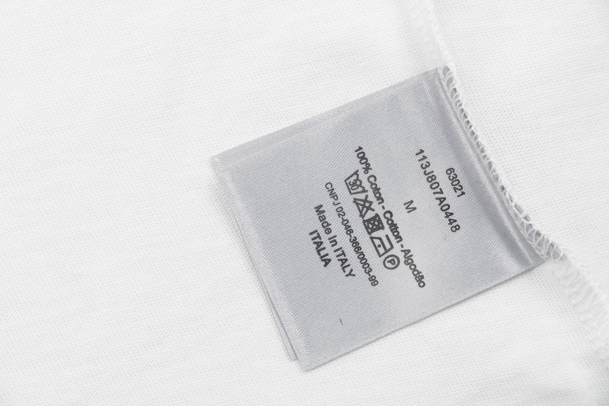 Dior Solar Star Letter Outline Embroidered Short Sleeve Tee – White