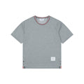 Thom Browne RWB Stripe Tipped Crew Neck Short Sleeve Tee – Light Grey
