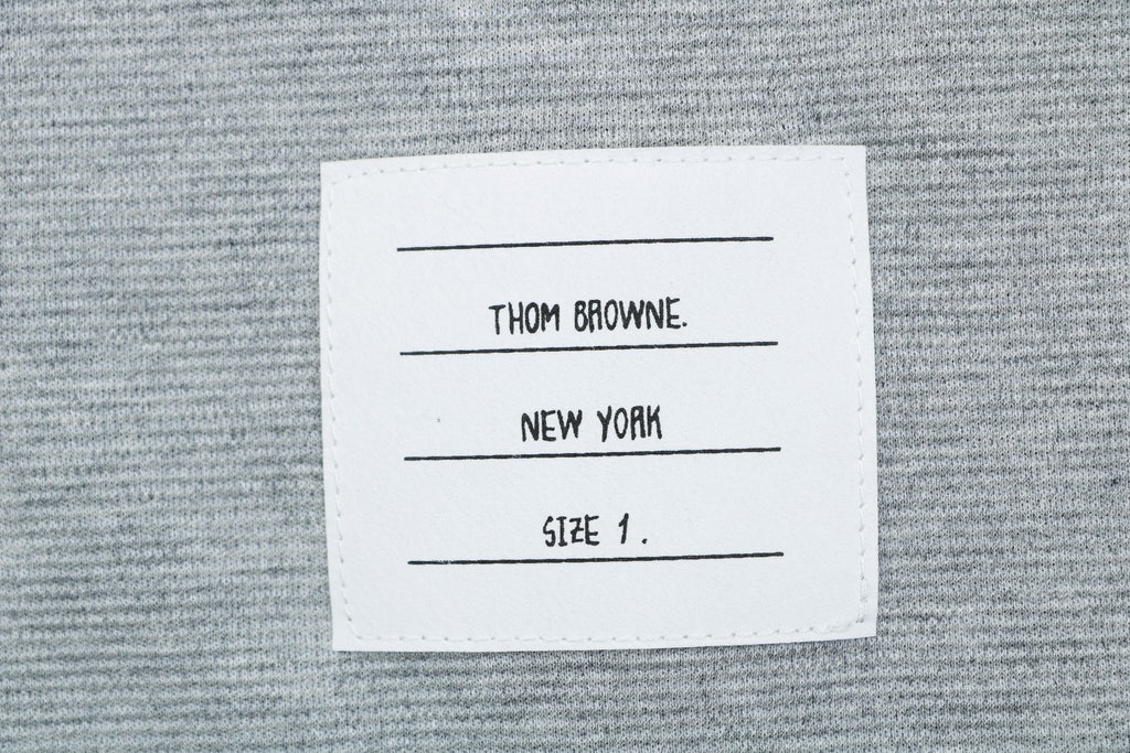 Thom Browne RWB Stripe Tipped Crew Neck Short Sleeve Tee – Light Grey