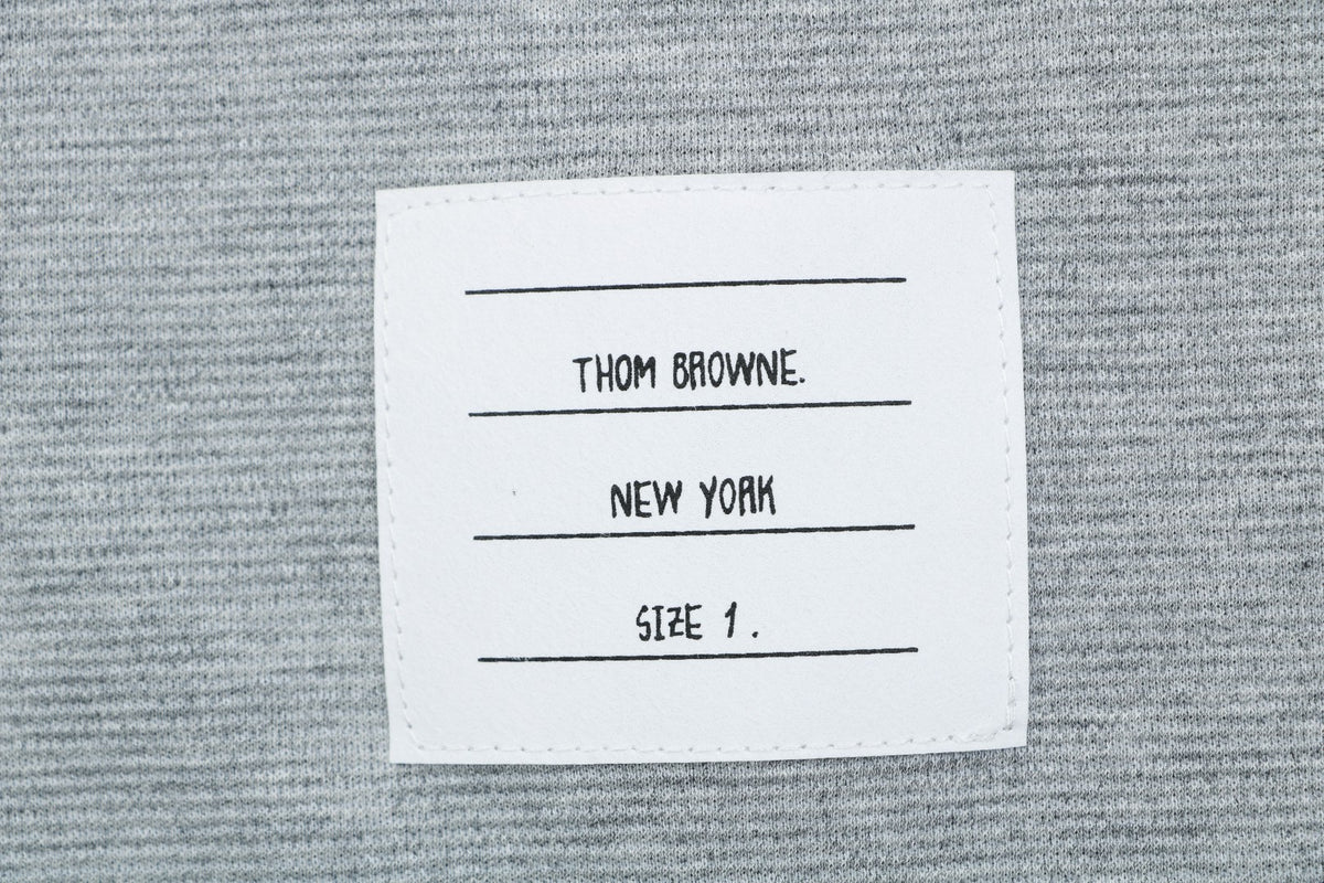 Thom Browne RWB Stripe Tipped Crew Neck Short Sleeve Tee – Light Grey