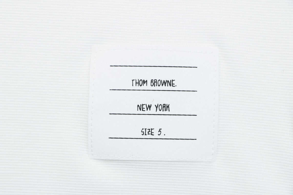 Thom Browne RWB Stripe Tipped Crew Neck Short Sleeve Tee – White