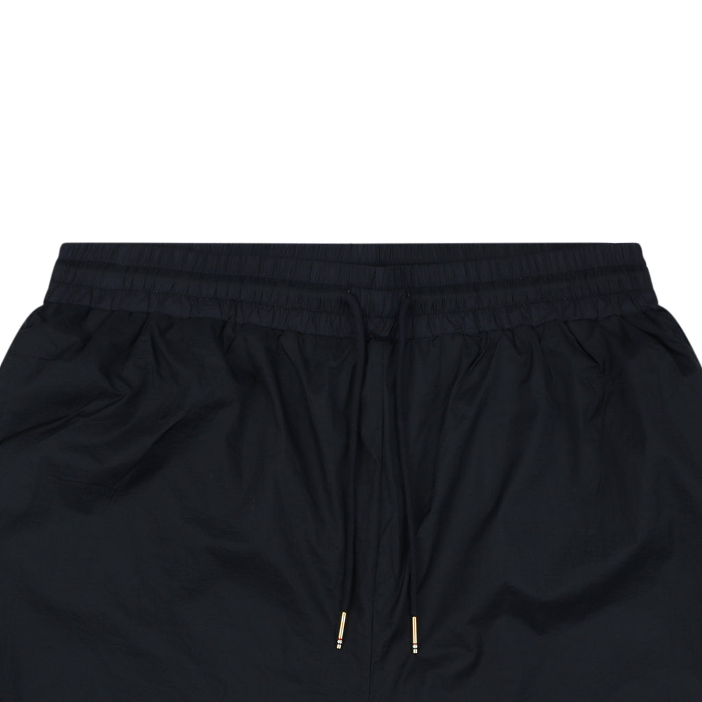 Thom Browne RWB Diagonal Satin Mesh Stripe Drawstring Shorts – Navy