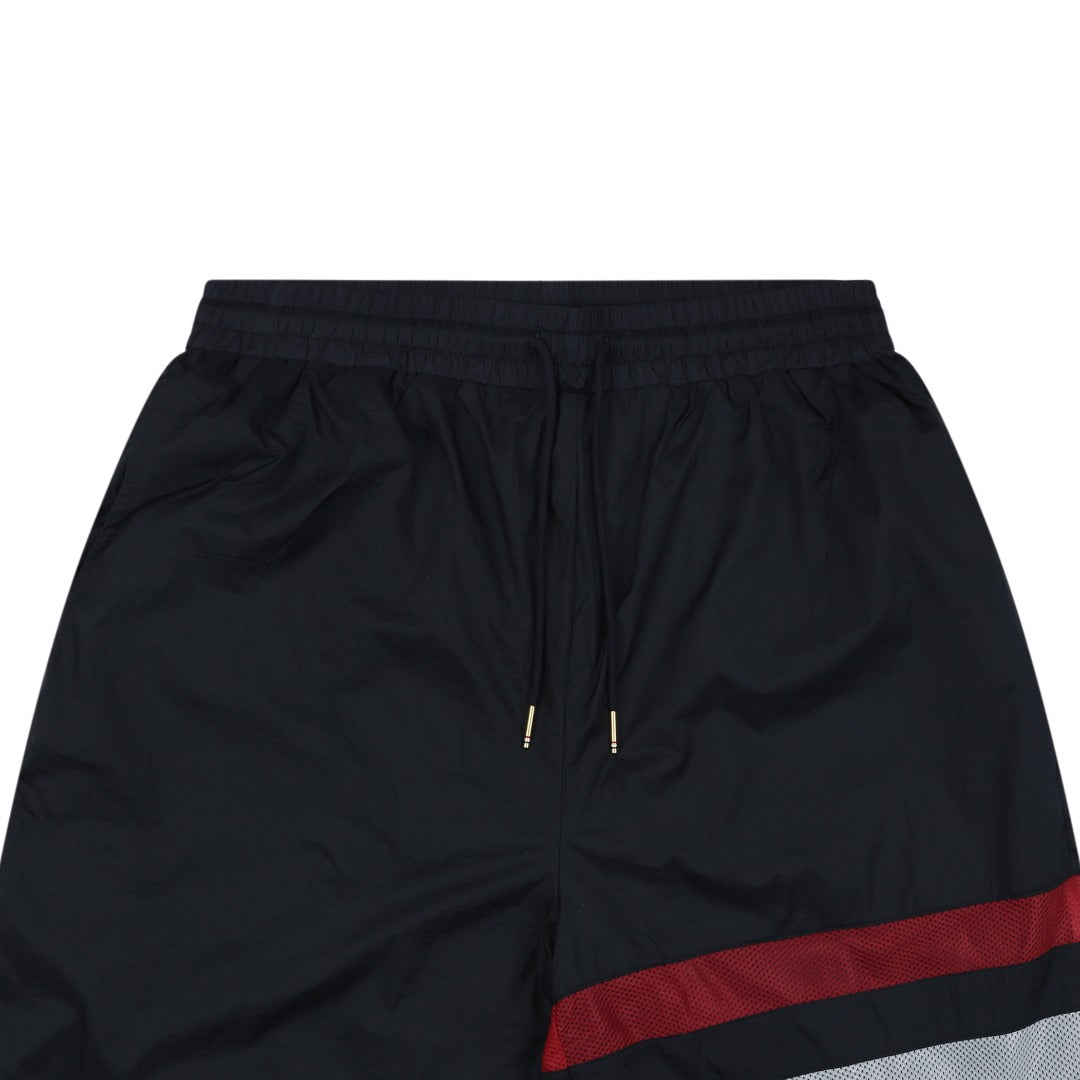 Thom Browne RWB Diagonal Satin Mesh Stripe Drawstring Shorts – Navy