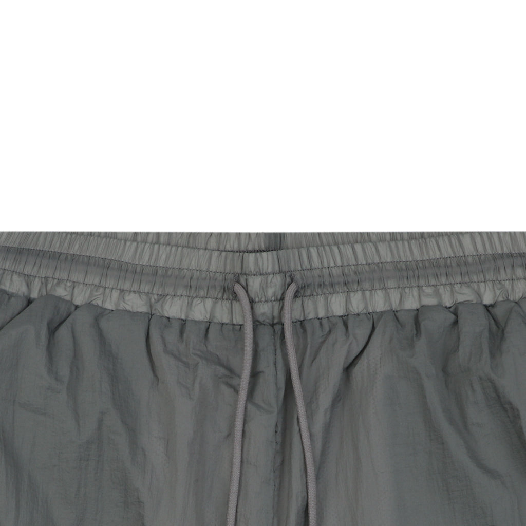 Thom Browne RWB Horizontal Satin Mesh Stripe Drawstring Shorts – Olive Grey