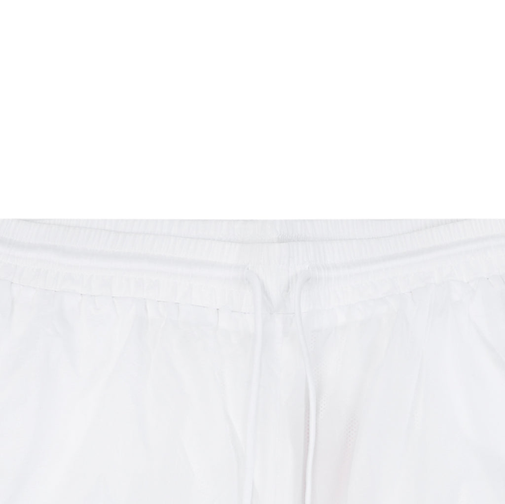 Thom Browne RWB Horizontal Satin Mesh Stripe Drawstring Shorts – White