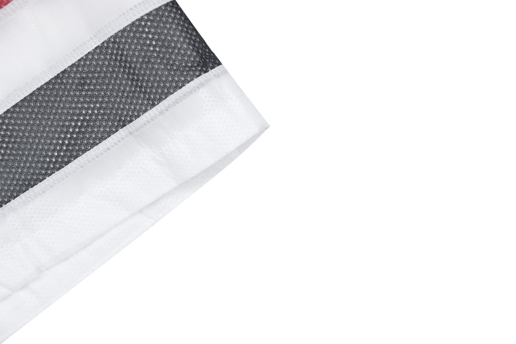 Thom Browne RWB Horizontal Satin Mesh Stripe Drawstring Shorts – White