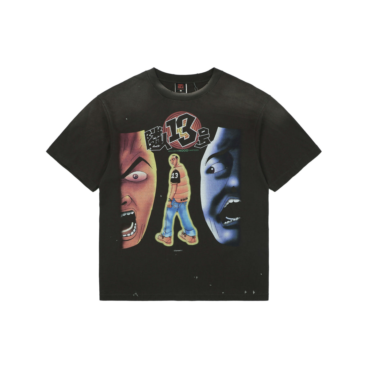 Saint Michael Rinjin No.13 Horror Comic Full-Print Short Sleeve Tee – Vintage Black