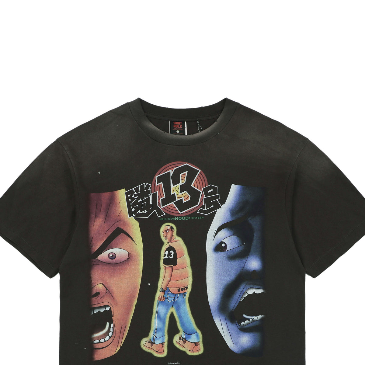 Saint Michael Rinjin No.13 Horror Comic Full-Print Short Sleeve Tee – Vintage Black