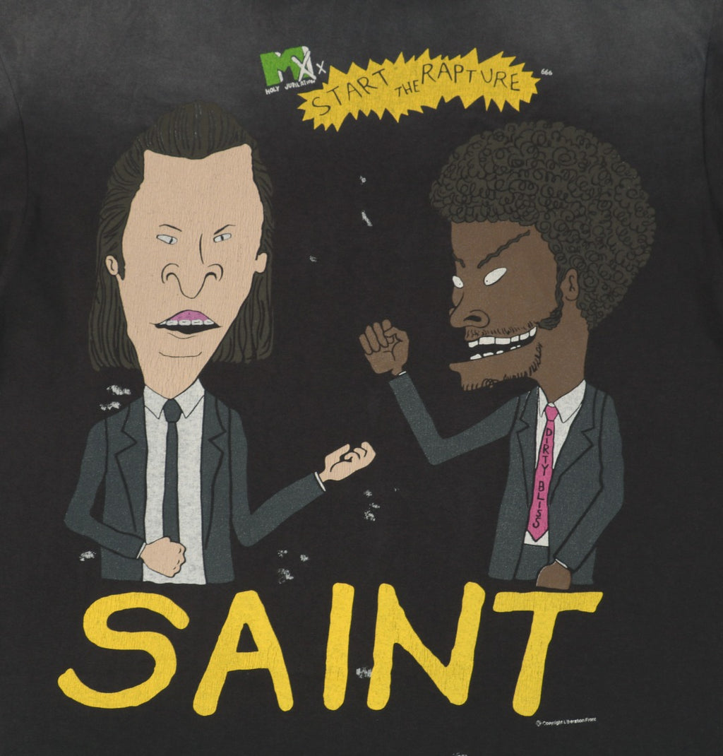Saint Michael 25SS Beavis & Butt-Head Suited Ezekiel 25:17 Print Short Sleeve Tee – Vintage Smoke