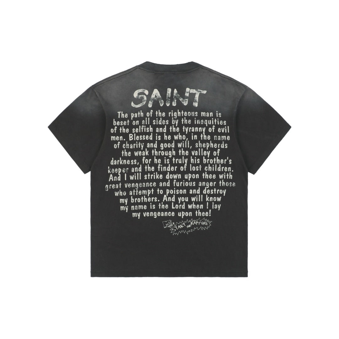 Saint Michael 25SS Beavis & Butt-Head Suited Ezekiel 25:17 Print Short Sleeve Tee – Vintage Smoke