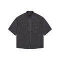 Prada Re-Nylon Zip-Front Dual Chest Pocket Triangle Logo Short Sleeve Shirt – Charcoal
