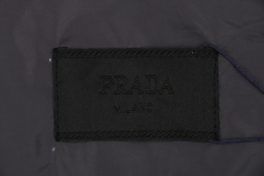 Prada Re-Nylon Zip-Front Dual Chest Pocket Triangle Logo Short Sleeve Shirt – Charcoal